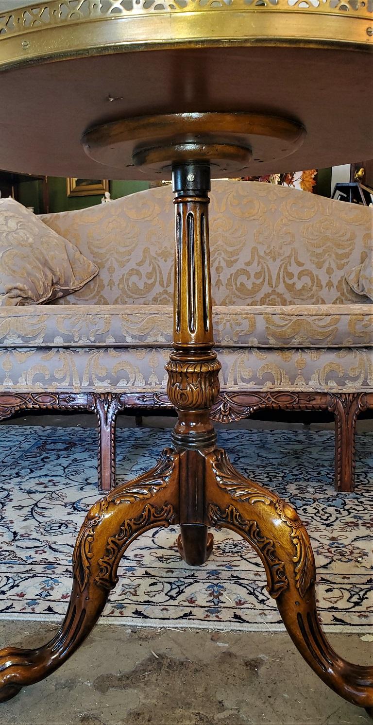 20th Century Tumble Block Parquetry Inlay Galleried Walnut Tripod Table