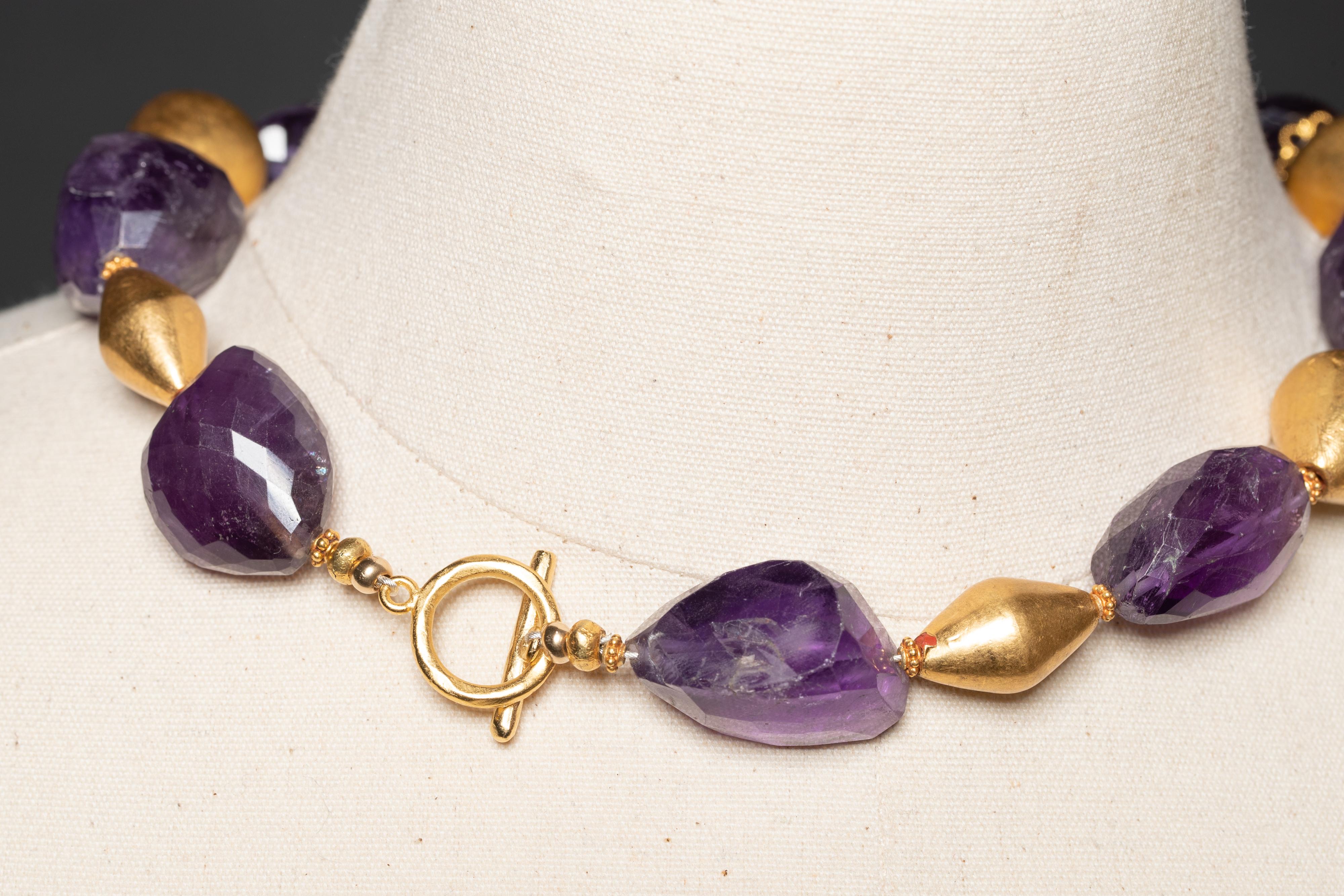 Burattato Collana in ametista burattata e oro 18 carati in vendita
