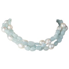 Aquamarin-Barock-Perlen-Halskette mit Perlen von Deborah Lockhart Phillips