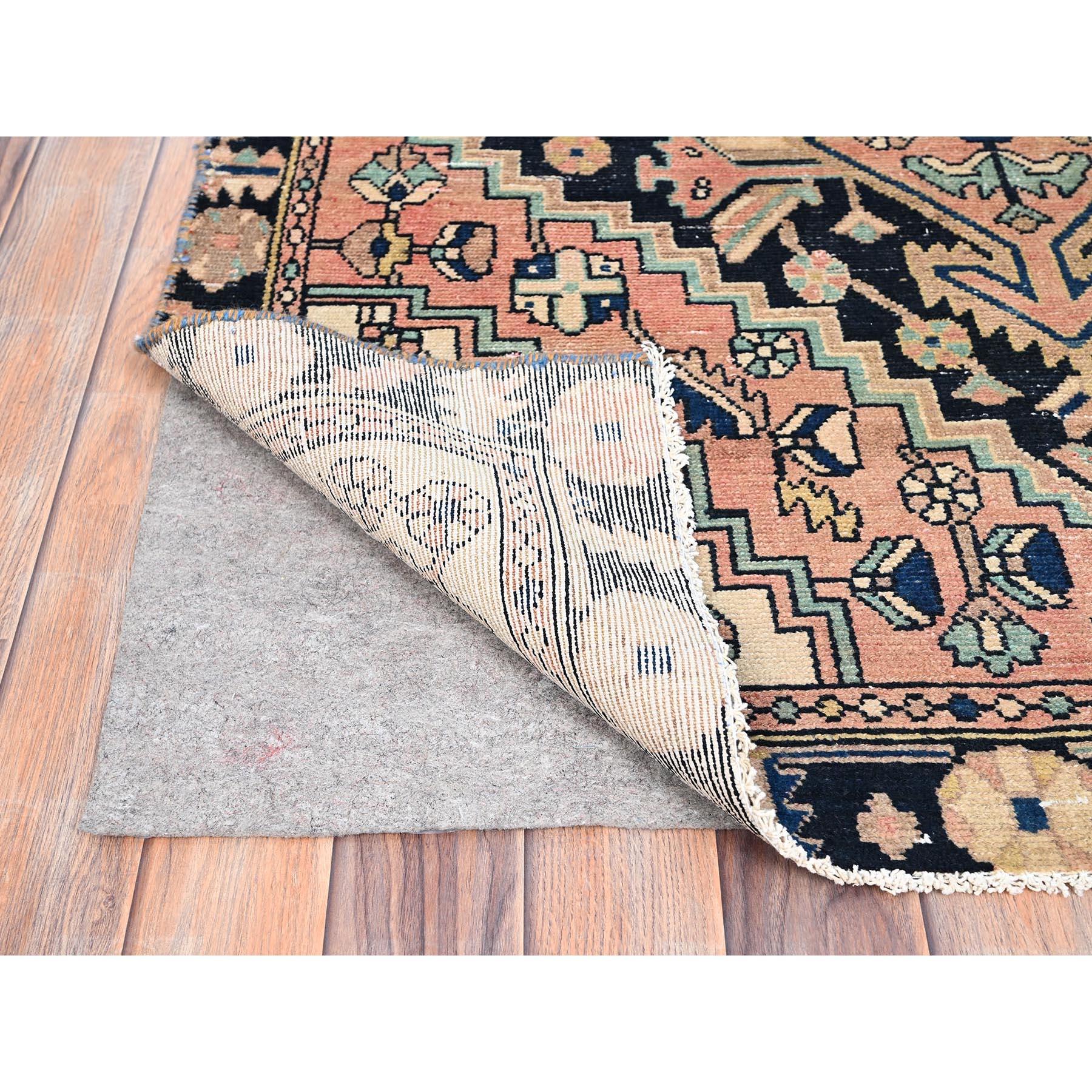Hand-Knotted Tumbleweed Brown Vintage Persian Bakhtiari Clean Wool Distressed Sheared Low Rug
