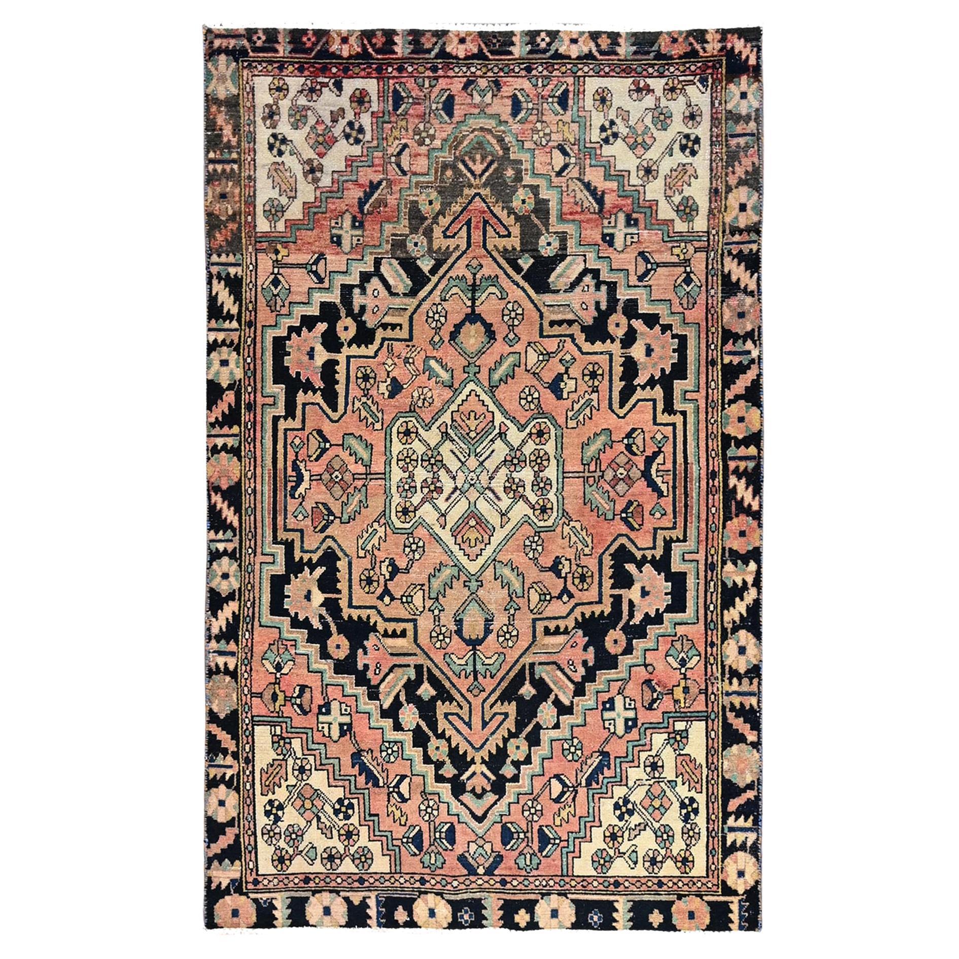 Tumbleweed Brown Vintage Persian Bakhtiari Clean Wool Distressed Sheared Low Rug