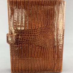 TUMI Alligator Embossed Tan Leather Planner Case