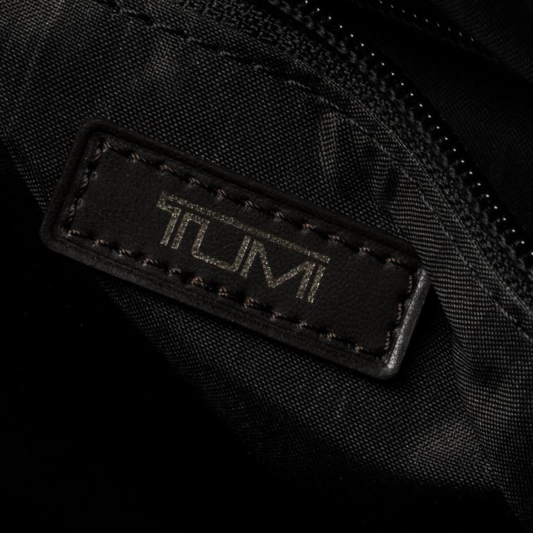 TUMI Black/Brown Leather Oxford Top Zip Flap Crossbody Bag at 1stDibs