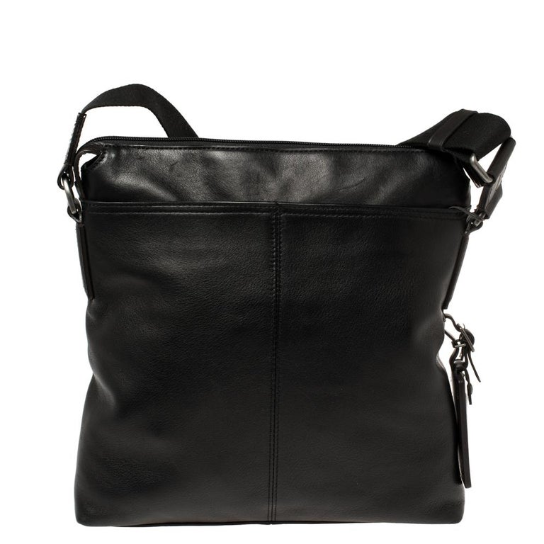 TUMI Black/Brown Leather Oxford Top Zip Flap Crossbody Bag at 1stDibs