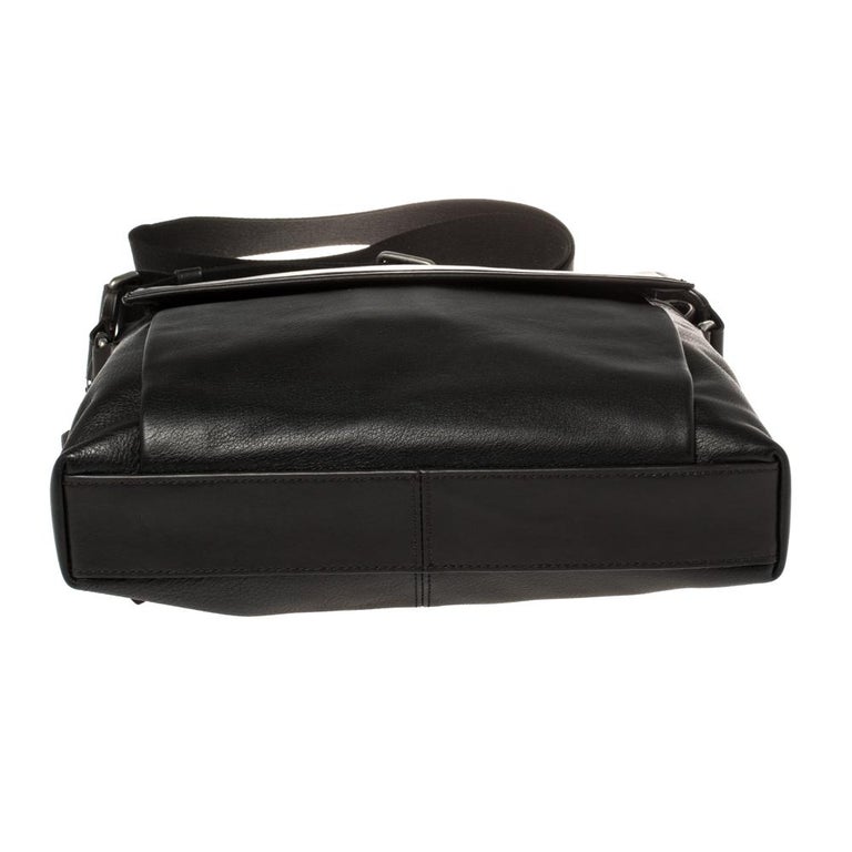 TUMI Black/Brown Leather Oxford Top Zip Flap Crossbody Bag at 1stDibs