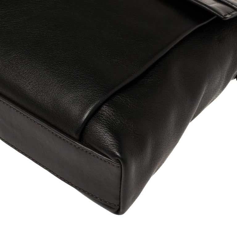 TUMI Black/Brown Leather Oxford Top Zip Flap Crossbody Bag at 1stDibs