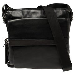 TUMI Black/Brown Leather Oxford Top Zip Flap Crossbody Bag