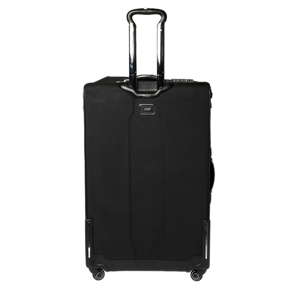 Employing high-grade materials and innovative construction to deliver impeccable products that aim at functional ease, TUMI is the brand travelers can trust. This luggage case is crafted in canvas and leather trims and equipped with multiple