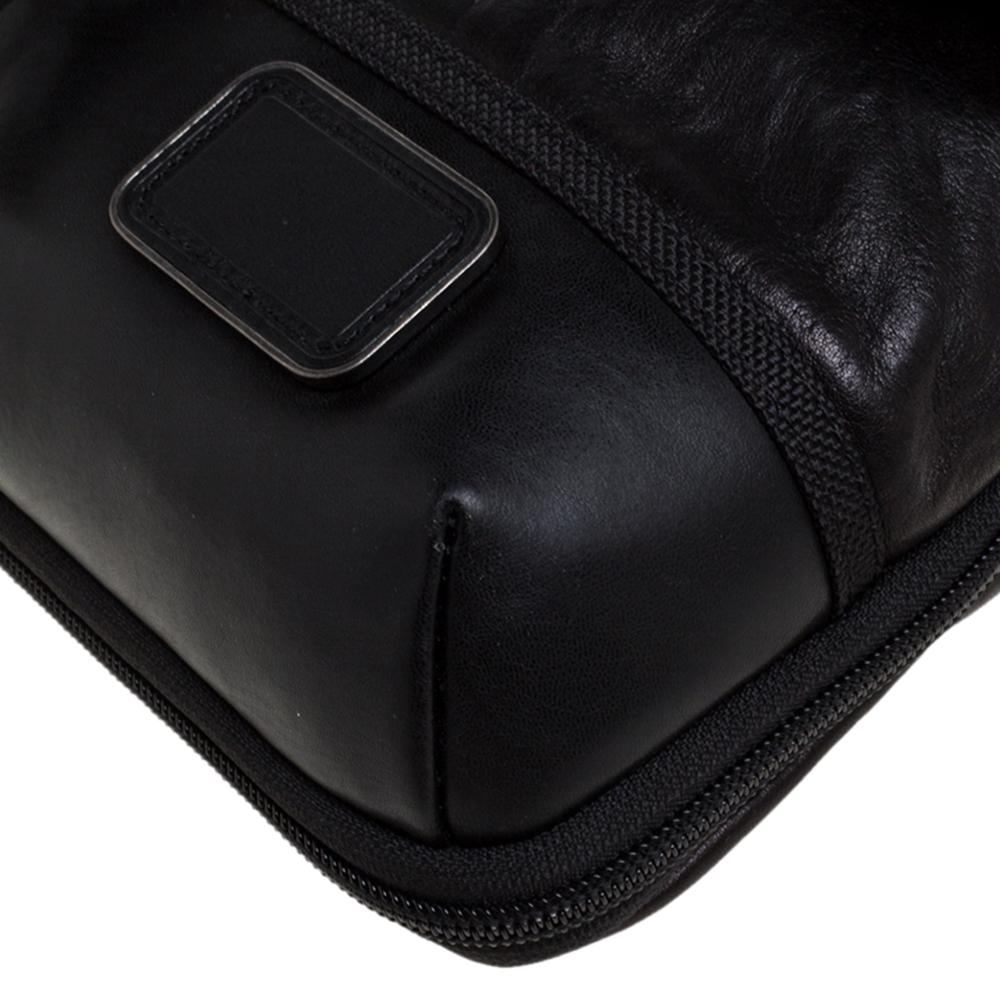 TUMI Black/Dark Brown Leather Annapolis Zip Flap Messenger Bag 4