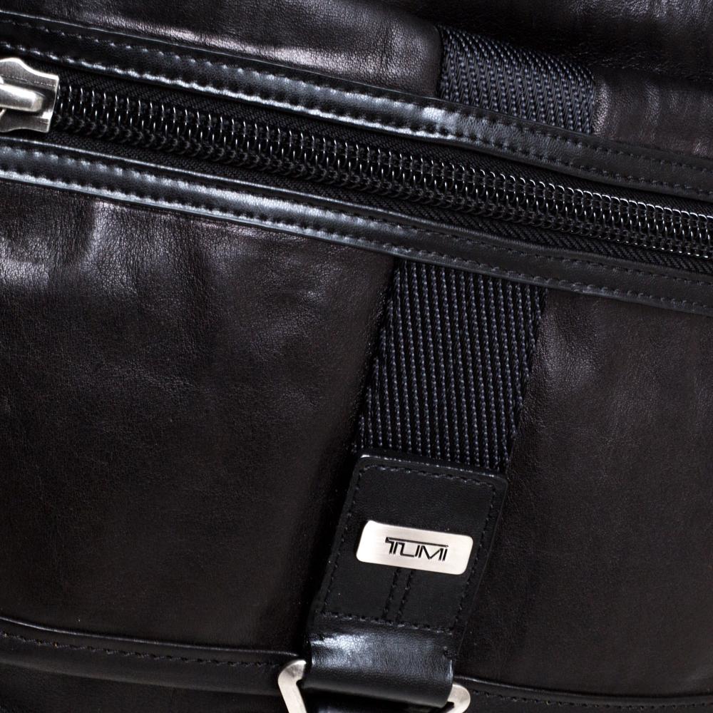 TUMI Black/Dark Brown Leather Annapolis Zip Flap Messenger Bag 6