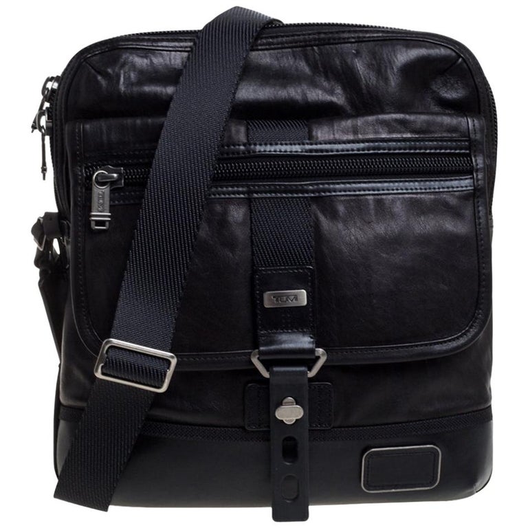 Black/Dark Brown Leather Zip Flap Messenger Bag For Sale at 1stDibs | tumi messenger bag leather, tumi alpha bravo annapolis, tumi annapolis