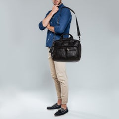 TUMI Black Leather Alpha Bravo Albany Slim Bag