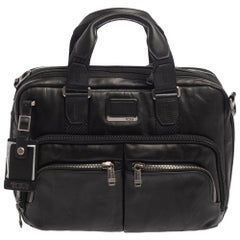 TUMI Black Leather Alpha Bravo Albany Slim Bag