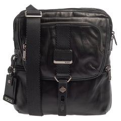 TUMI Black Leather Alpha Bravo Arnold Crossbody Bag