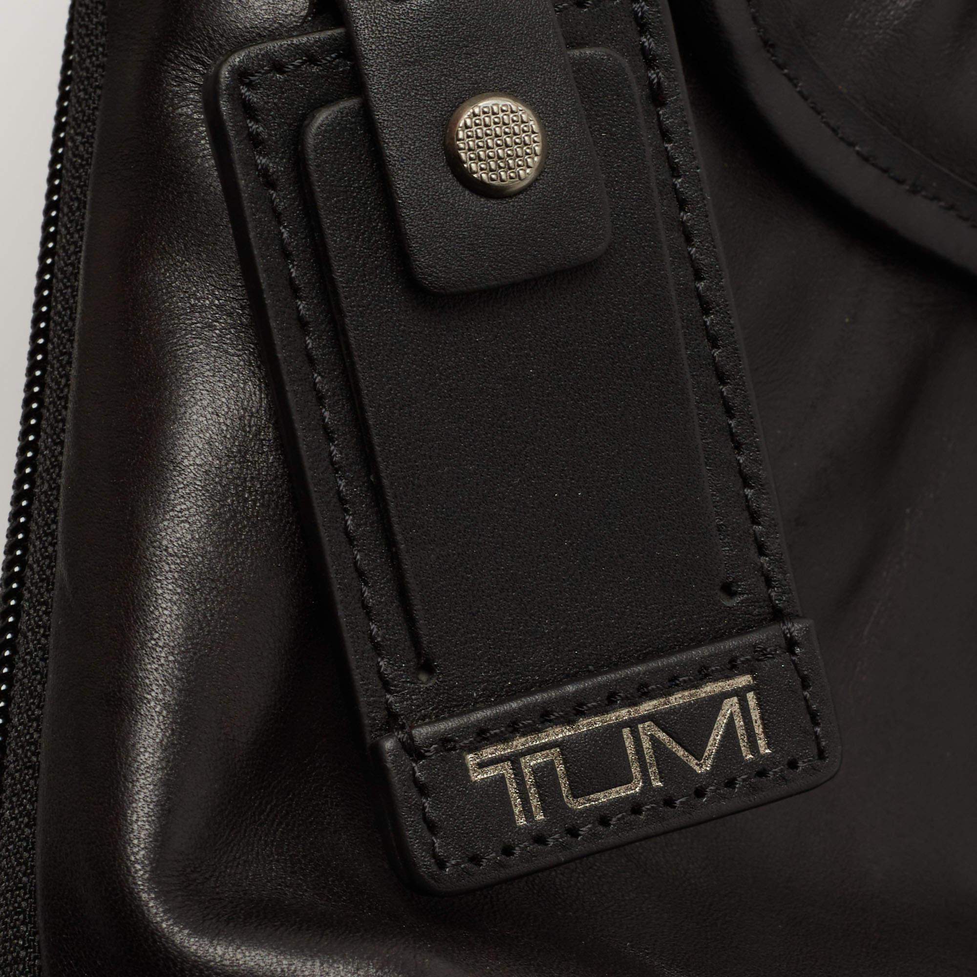 Tumi Black Leather Alpha Bravo Arnold Zip Flap Expandable Messenger Bag 7