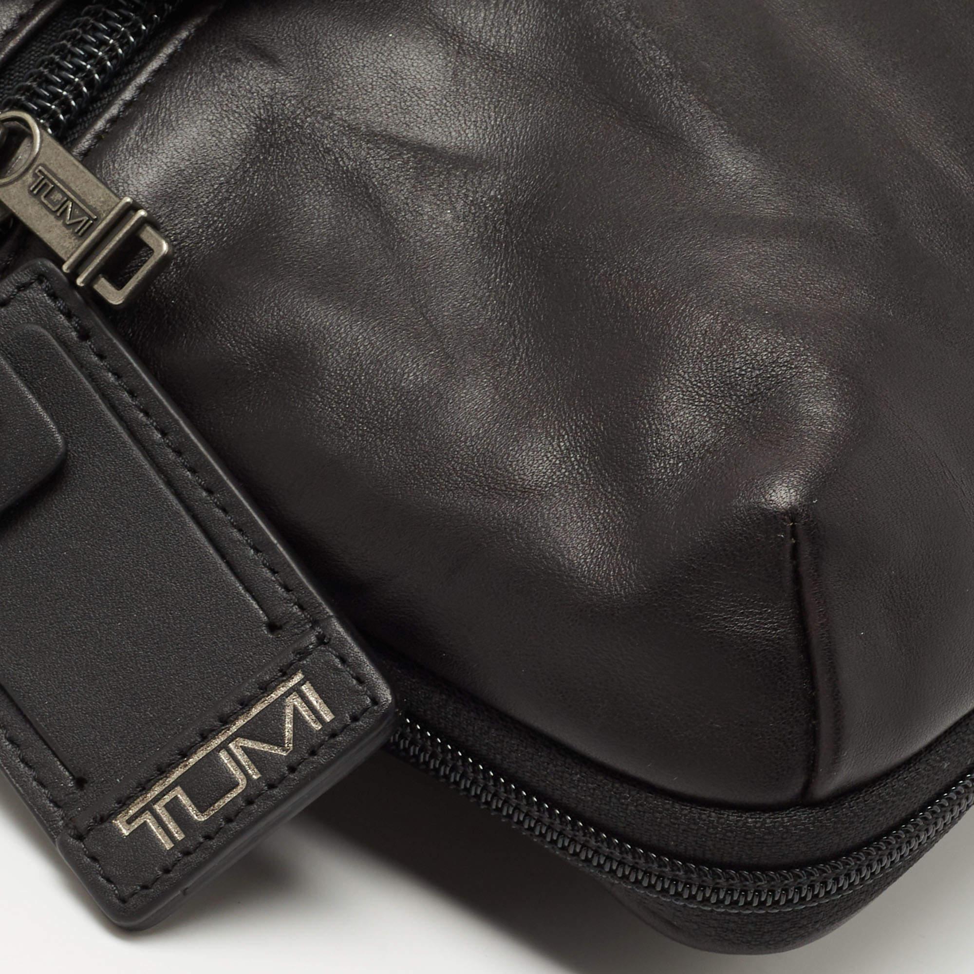 Tumi Black Leather Alpha Bravo Arnold Zip Flap Expandable Messenger Bag 10