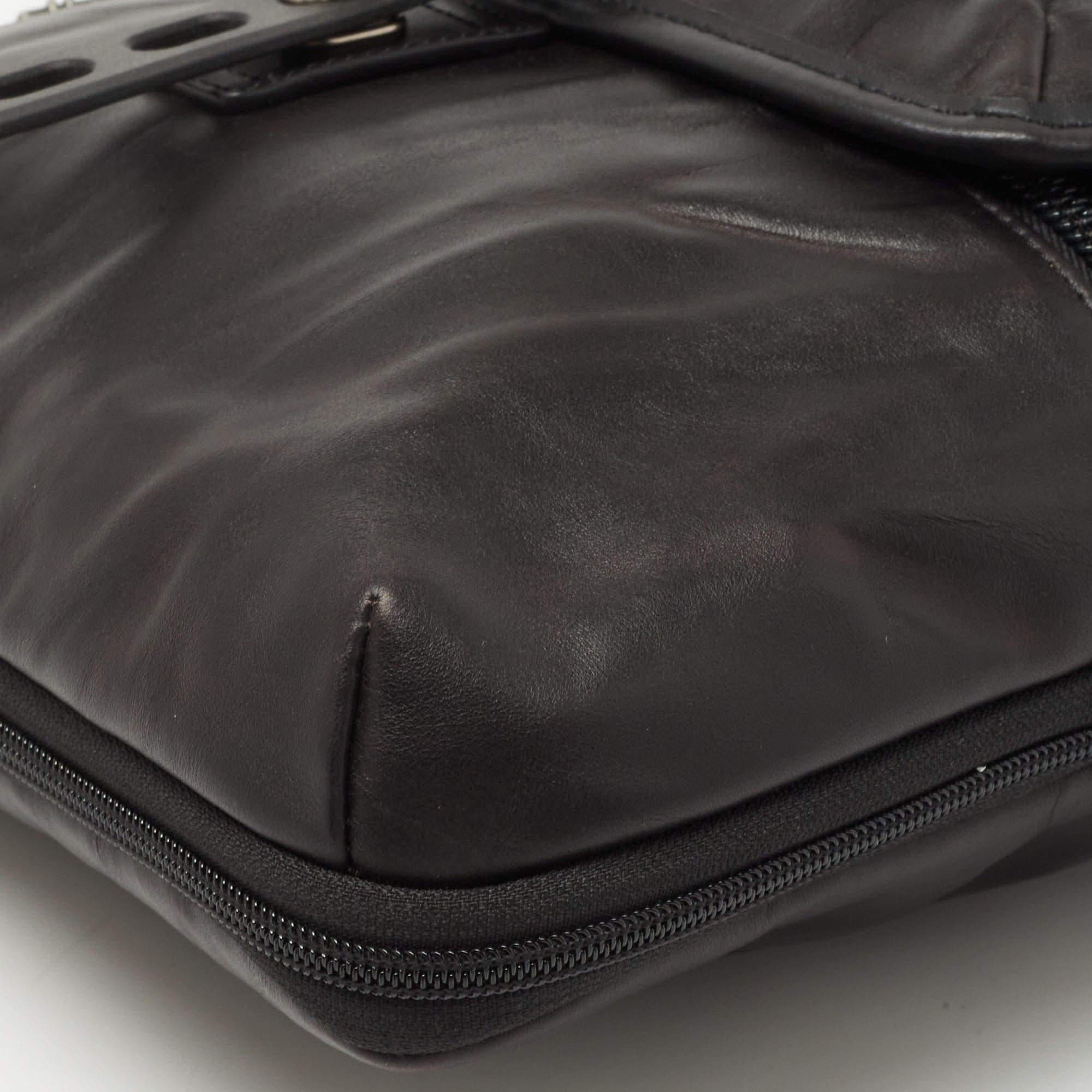Tumi Black Leather Alpha Bravo Arnold Zip Flap Expandable Messenger Bag 11
