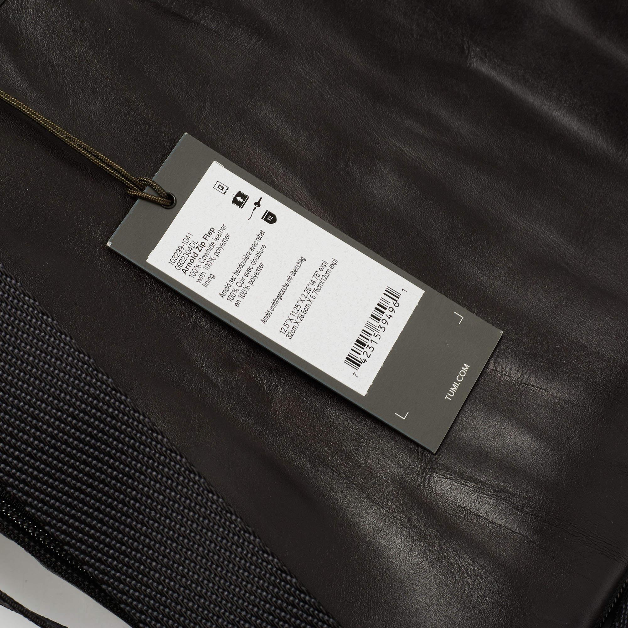 Tumi Black Leather Alpha Bravo Arnold Zip Flap Expandable Messenger Bag 4