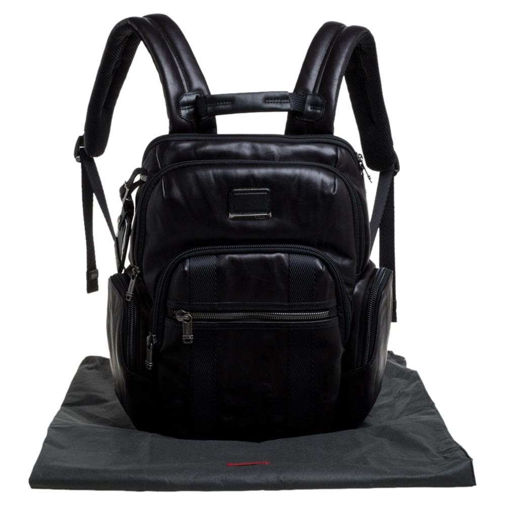 TUMI Black Leather Alpha Bravo Nellis Backpack 5