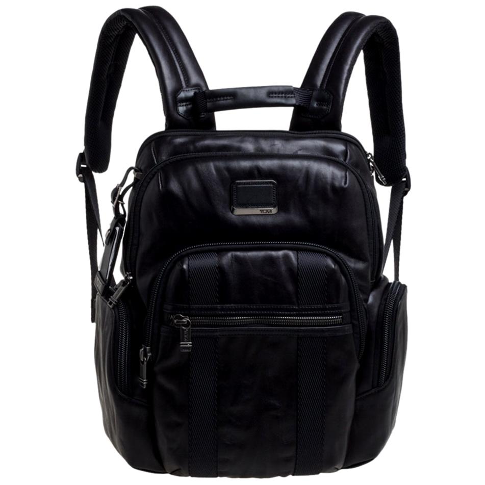 TUMI Black Leather Alpha Bravo Nellis Backpack