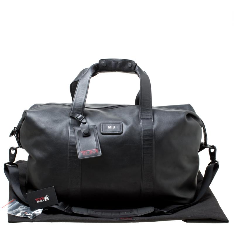 TUMI Black Leather Alpha II Duffel Bag 4
