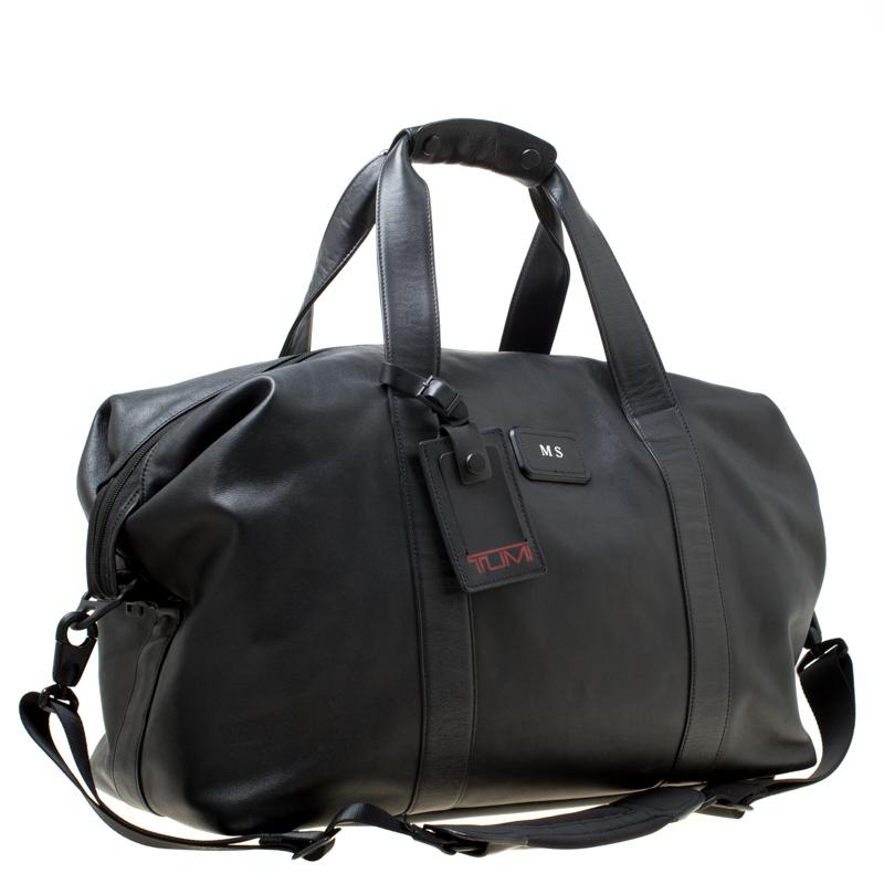 TUMI Black Leather Alpha II Duffel Bag 2