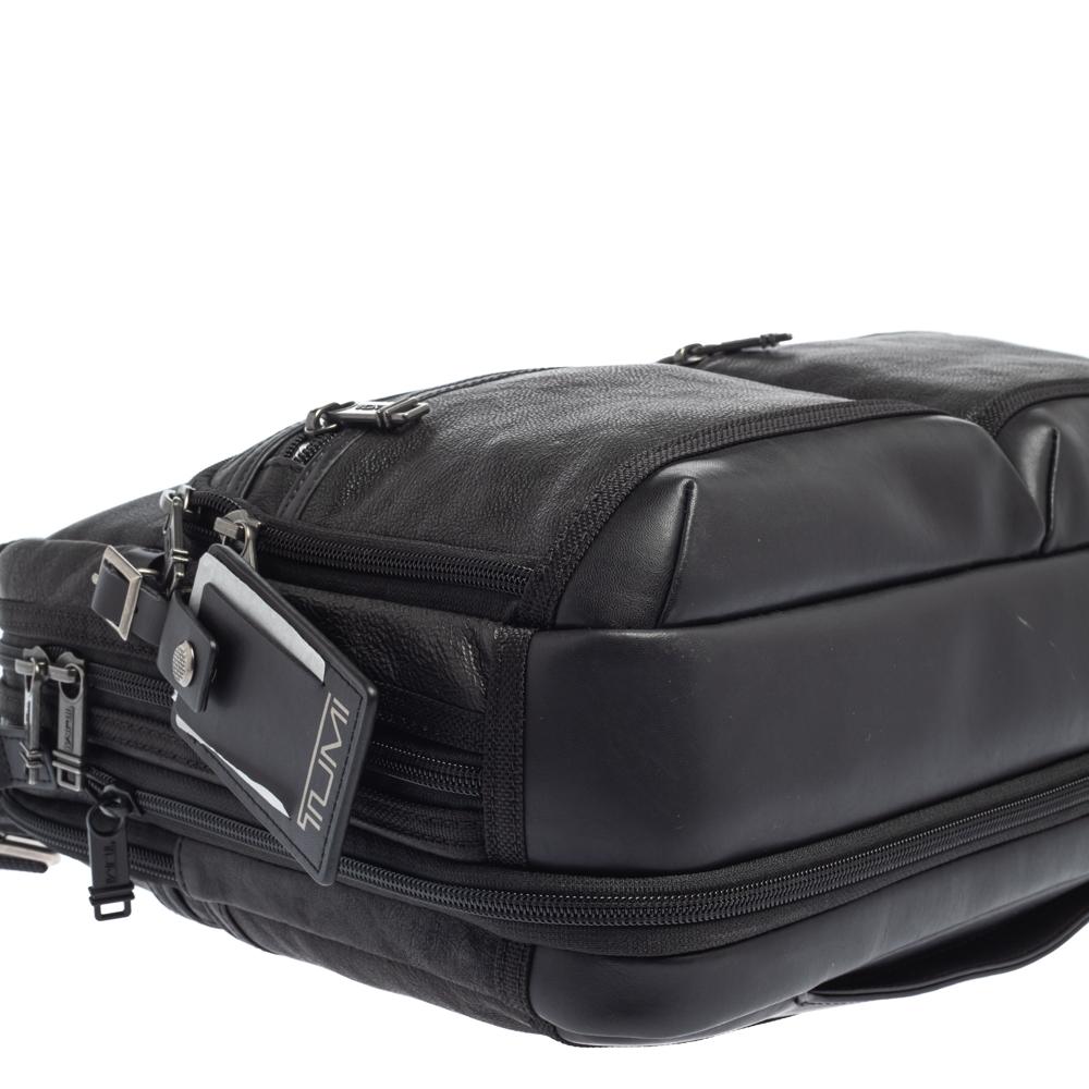 Tumi Schwarzes Leder Bingham Expandable Aktentasche 6