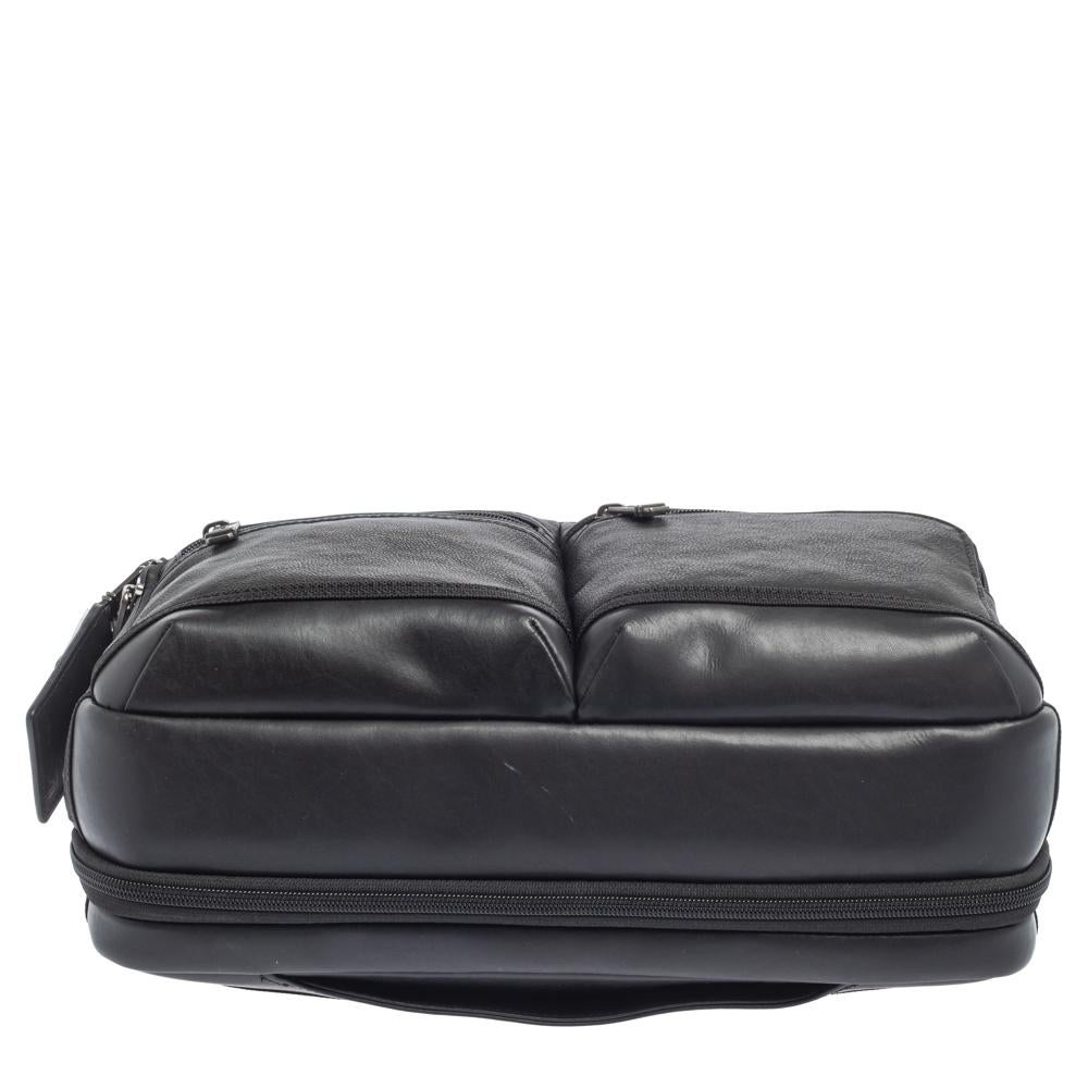 Tumi Schwarzes Leder Bingham Expandable Aktentasche Herren