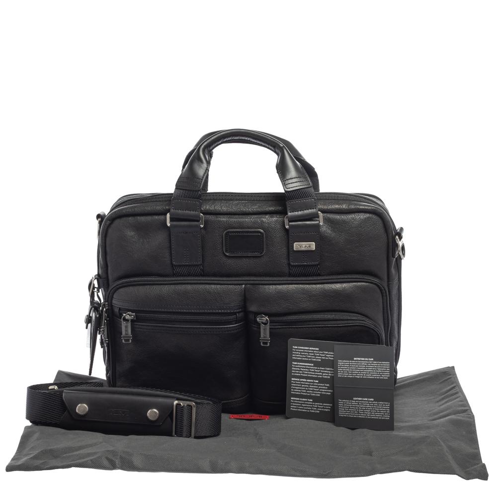 Tumi Schwarzes Leder Bingham Expandable Aktentasche 2