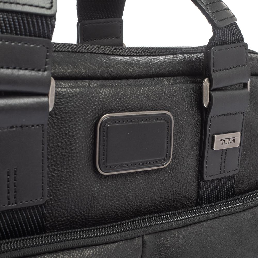 Tumi Schwarzes Leder Bingham Expandable Aktentasche 4