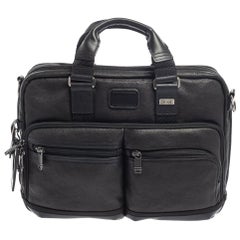 Used Tumi Black Leather Bingham Expandable Briefcase