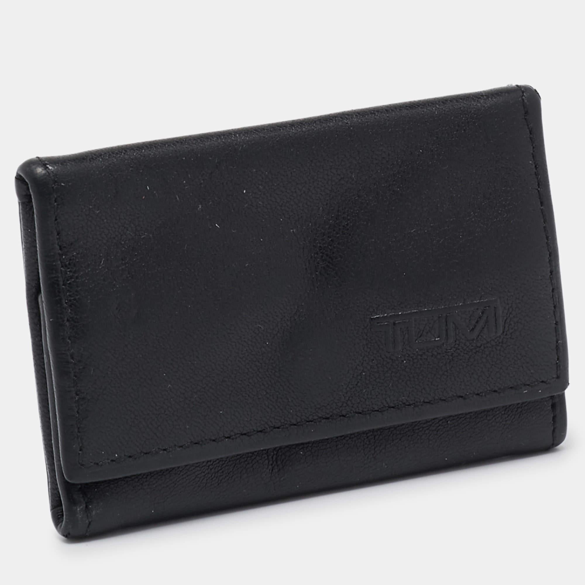 Men's TUMI Black Leather Coin Purse For Sale