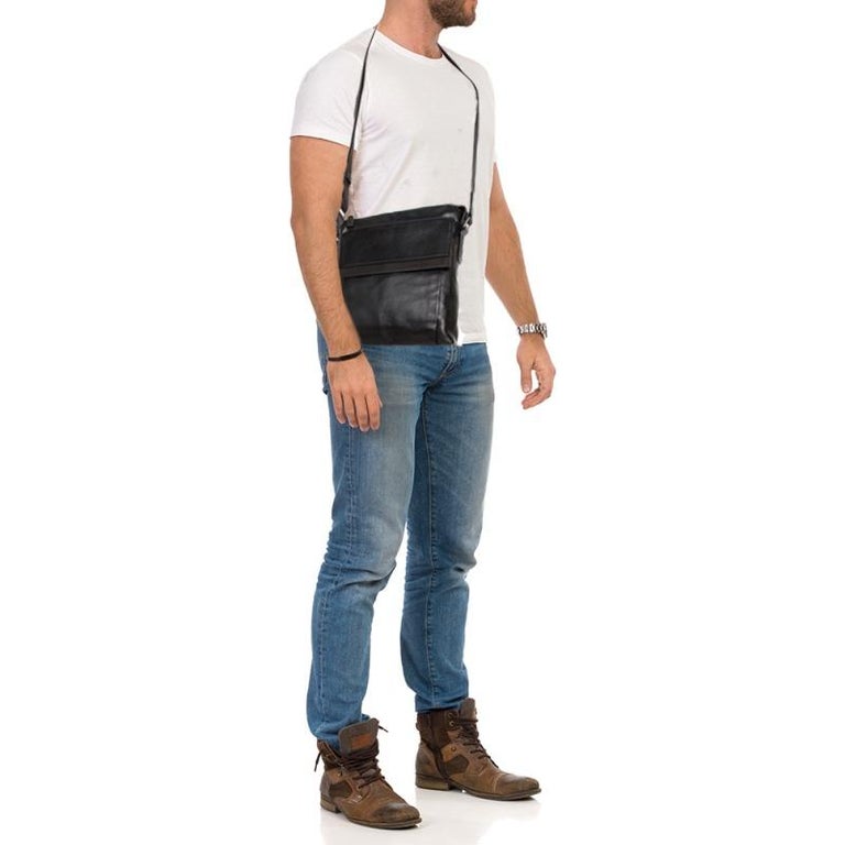 Tumi Black Leather DFO Monroe Oxford Top Zip Flap Messenger Bag at 1stDibs