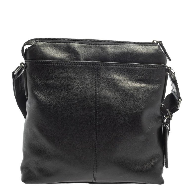 Tumi Black Leather DFO Monroe Oxford Top Zip Flap Messenger Bag at 1stDibs