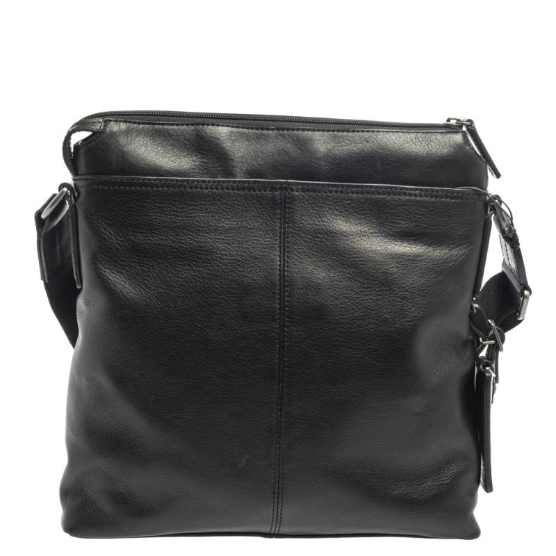 Men's Tumi Black Leather DFO Monroe Oxford Top Zip Flap Messenger Bag