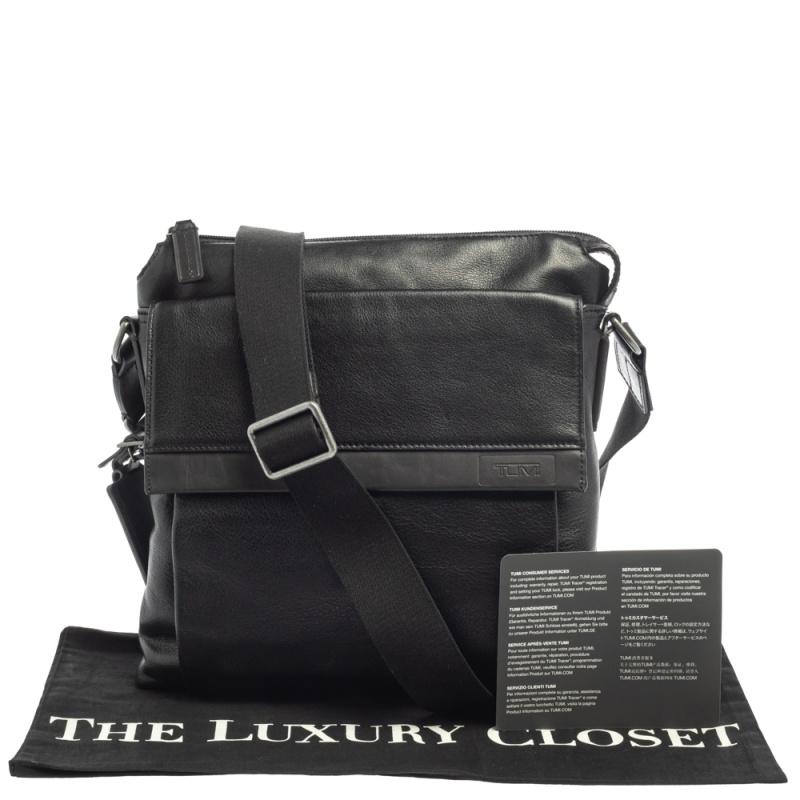 Tumi Black Leather DFO Monroe Oxford Top Zip Flap Messenger Bag 1
