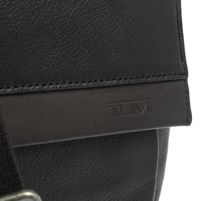 Tumi Black Leather DFO Monroe Oxford Top Zip Flap Messenger Bag 3