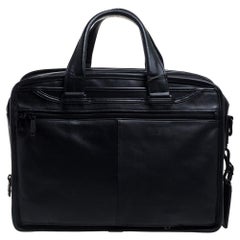 TUMI Black Leather Expandable Organizer Computer Briefcase at 1stDibs