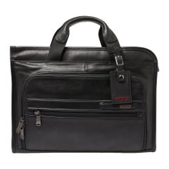 Used TUMI Black Leather Gen 4.2 Slim Deluxe Portfolio Bag