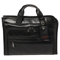 TUMI Black Leather Gen 4.2 Slim Deluxe Portfolio Bag
