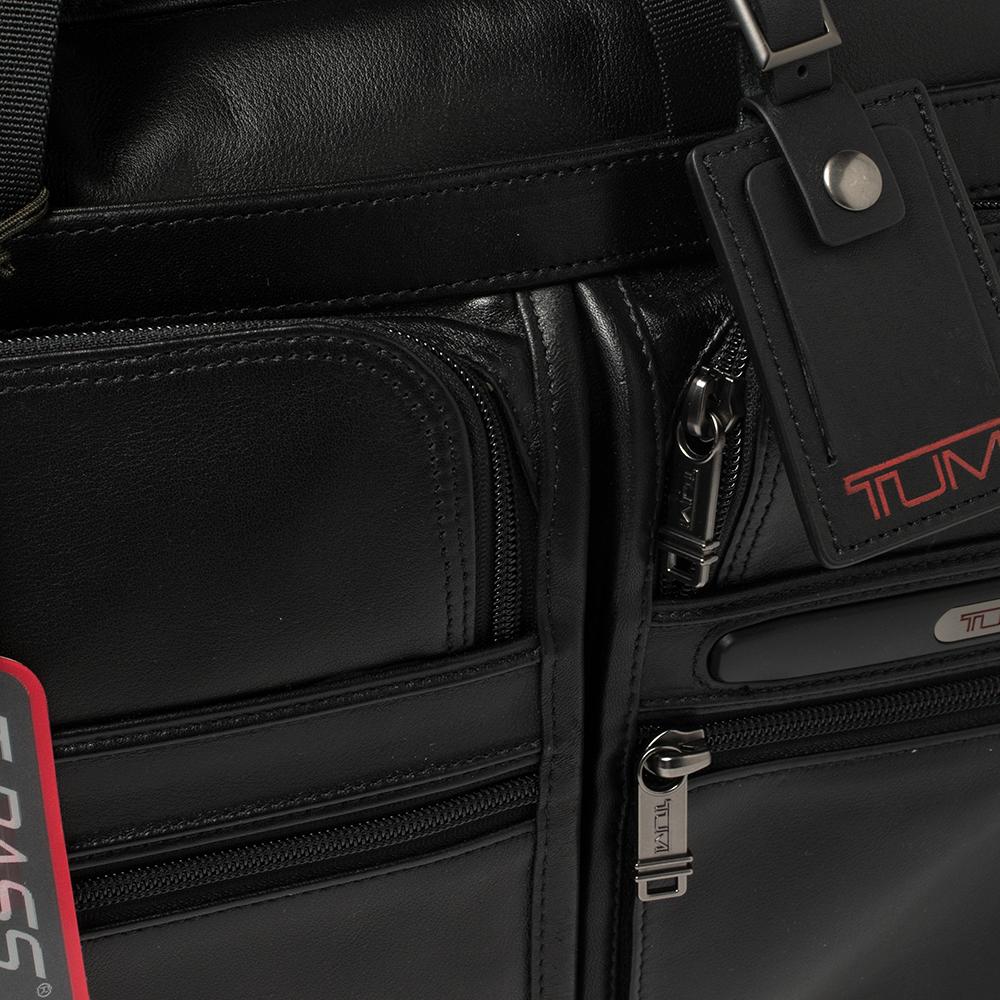 TUMI Black Leather Gen 4.2 T-Pass Expandable Laptop Briefcase 3