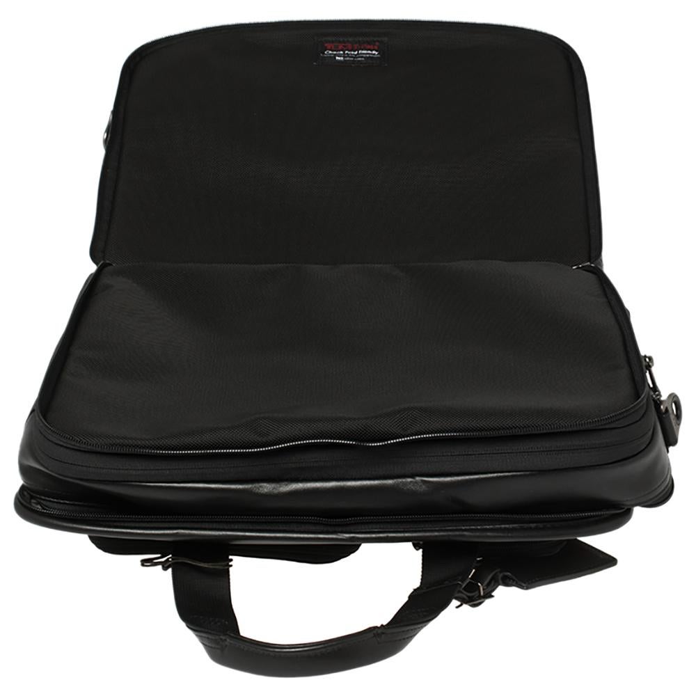 TUMI Black Leather Gen 4.2 T-Pass Expandable Laptop Briefcase 4