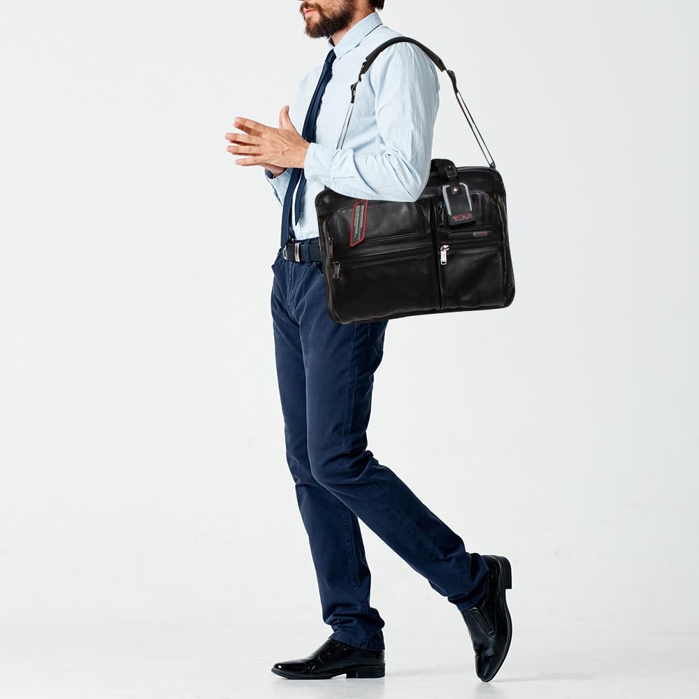 tumi leather briefcase