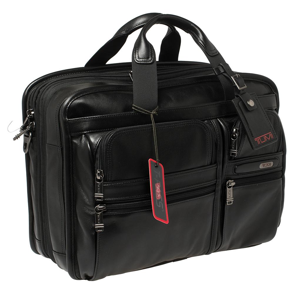 tumi briefcase leather