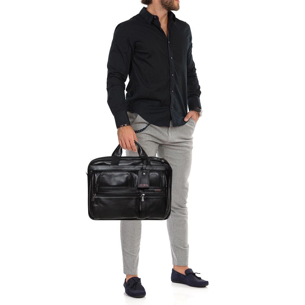 tumi leather briefcase