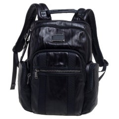 TUMI Black Leather Nellis Backpack