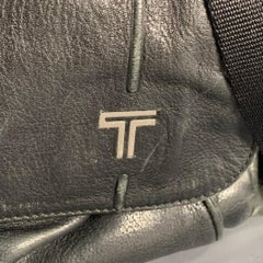 TUMI Black Leather Overnight Bag
