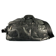 TUMI Black Leather Overnight Bag