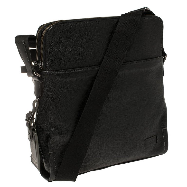 TUMI Black Leather Stratton Crossbody Bag at 1stDibs