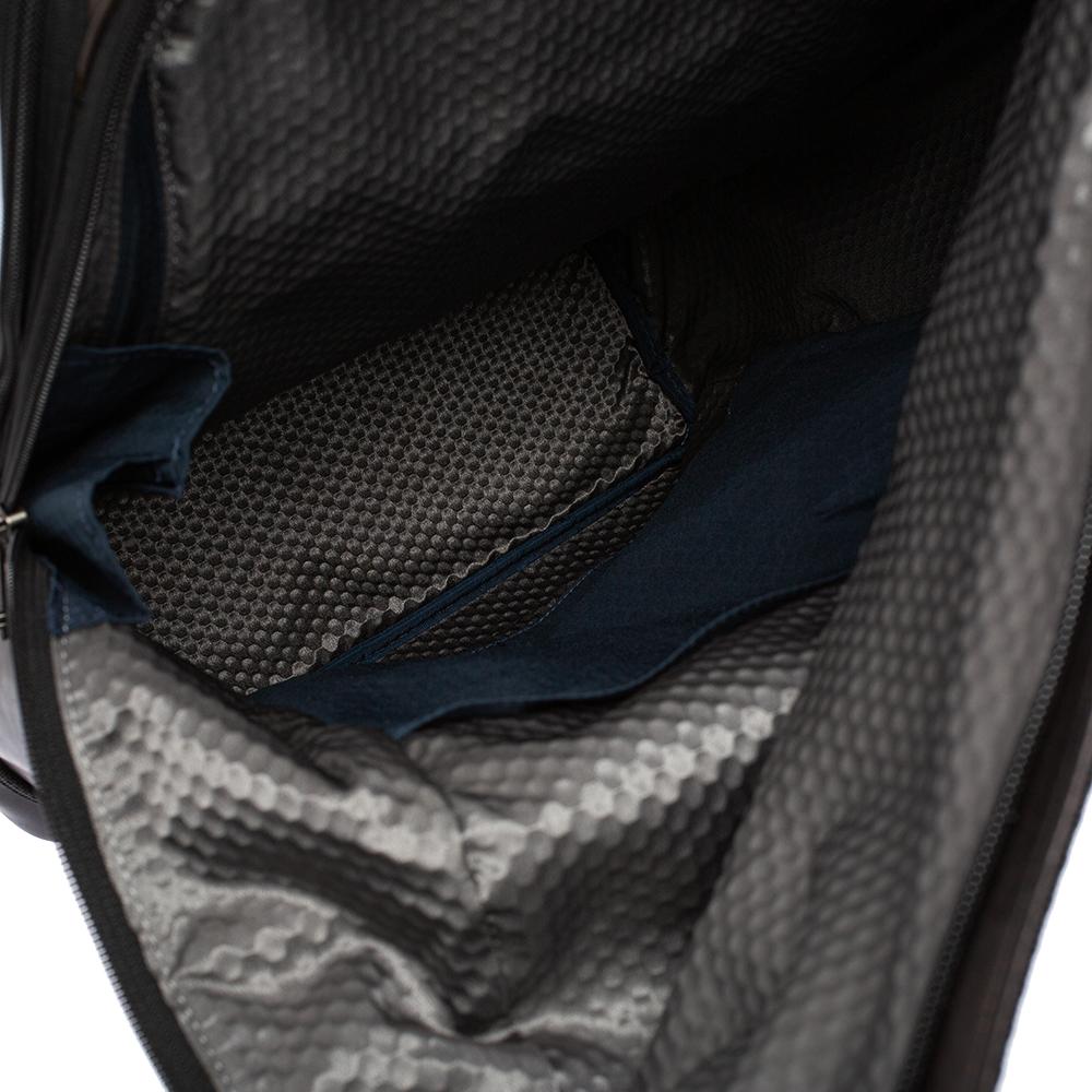 TUMI Black/Metallic Bronze Leather Alpha Bravo London Roll Top Backpack 5
